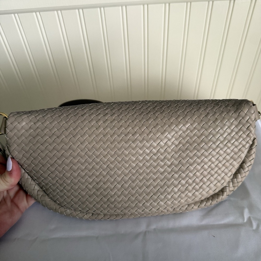 Quince Woven Leather Satchel in Taupe - Picture 3 of 14